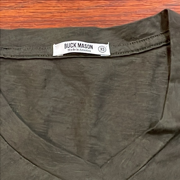 BUCK MASON GREEN V NECK TEE - Picture 3 of 3